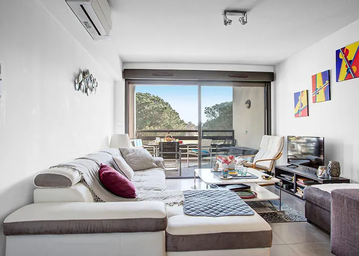 Paradis - 3 Etoiles, Vue Apaisante Sur Golf, Pins Parasols, 2e Etage - 80 M2 Dont Terrasse Avec Pergola, 2 Chambres, 3 Clim, Wifi - Piscine, Parking Et Park A Velos, Ascenseur - En Option Linge, Menage - Pistes Cyclables, A Proxi Lejlighed